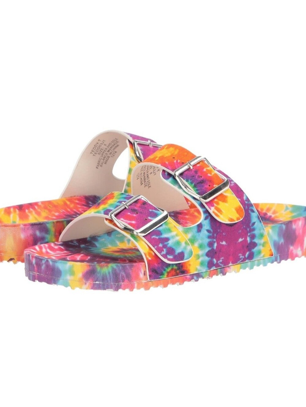 MADDEN GIRL Rainbow SANDLES tie-dye SIZE 10 dual buckle BRAND NEW no box SLIDES